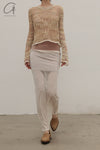 SWAYING/KNIT section dyed hollow bottoming shirt SW-SW24SS1T61-QIANZONG light brown PS86